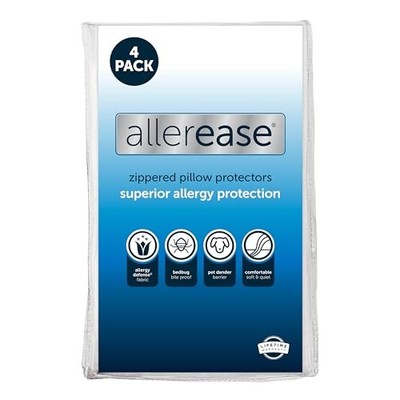 Set of 4 AllerEase Pillow Protectors - Moisture Wicking, Standard/Queen 4.0