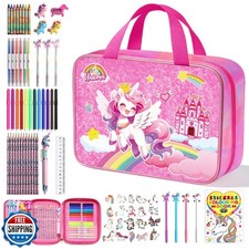 73PCS Unicorn Washable Markers Set with Glitter Pencil Case, Art