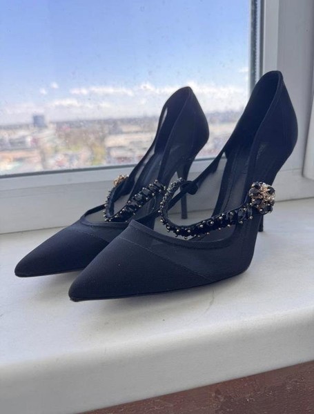 Women Dolce & Gabbana Heels Black Mesh 39
