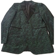 Saten Green Paisley Dinner Jacket/Blazer 36R Killburne- Finch Formal Cocktail