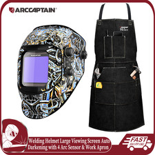 ARCCAPTAIN Large Viewing Welding Helmet True Color Auto Darkening Solar Apron