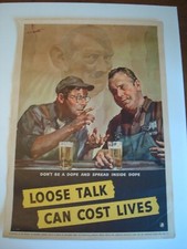 WWII WW2 Original War Poster Loose Talk Homefront