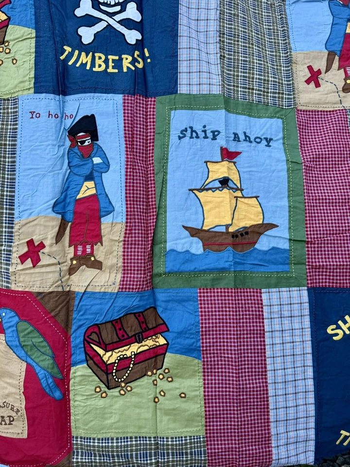 Nuevo de Lote Antiguo COMPAÑÍA TIENDA NIÑOS Piratas Temblor Maderas Calavera Cortina de Ducha Edredón Foto 3 de 4