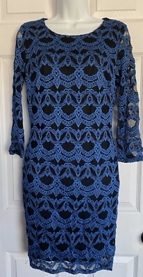 La Scala USA Women s Lace Blue Open back Elegant Dress Size X-Large