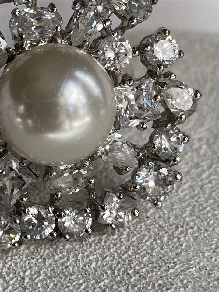 Кольцо Park Lane Spoil Me размер 8 серебристое стекло жемчуг фианиты кластер б/у в отличном состоянии распродано! - Изображение 4 из 4