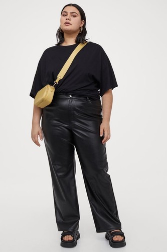 H\u0026M Black Faux Leather Pants Size 14 | eBay