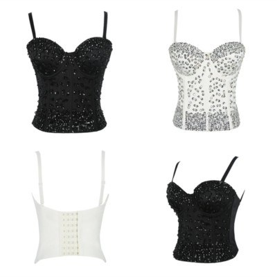white sequin bustier top