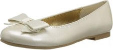 Nina Kids Pegasus Ivory Patent/Satin Flats Ballet 1754 Girls Size 1 W