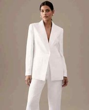 Marks & Spencer Autograph White Linen Blend Tuxedo Blazer Jacket Size 20 Bnwt