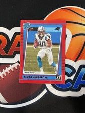 2021 Donruss Chuba Hubbard Red Press Proof Rated Rookie Card RC #287. rookie card picture