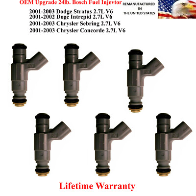 UPGRADE 6X OEM Bosch 24lb Fuel Injectors For 2001-2003 Chrysler Concorde 2.7L V6