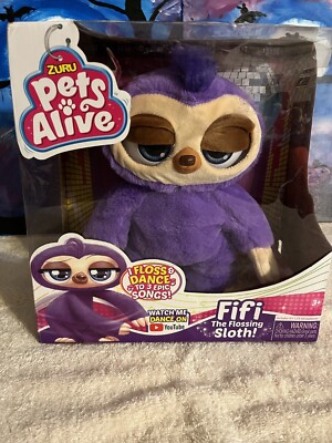New ZURU Pets Alive Fifi The Flossing Sloth Electronic Pet Purple Dancing Purple
