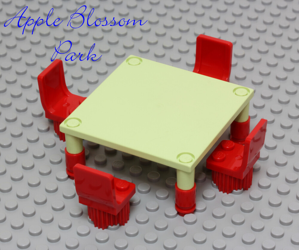 ひとー RARE Lego Green CHRISTMAS TABLE & CHAIRS SET - Minifig Friends