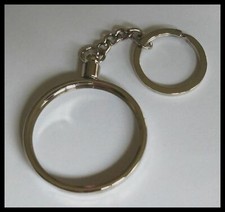 SILVER 1.6" DIAMETER CHALLENGE COIN HOLDER AND KEYCHAIN