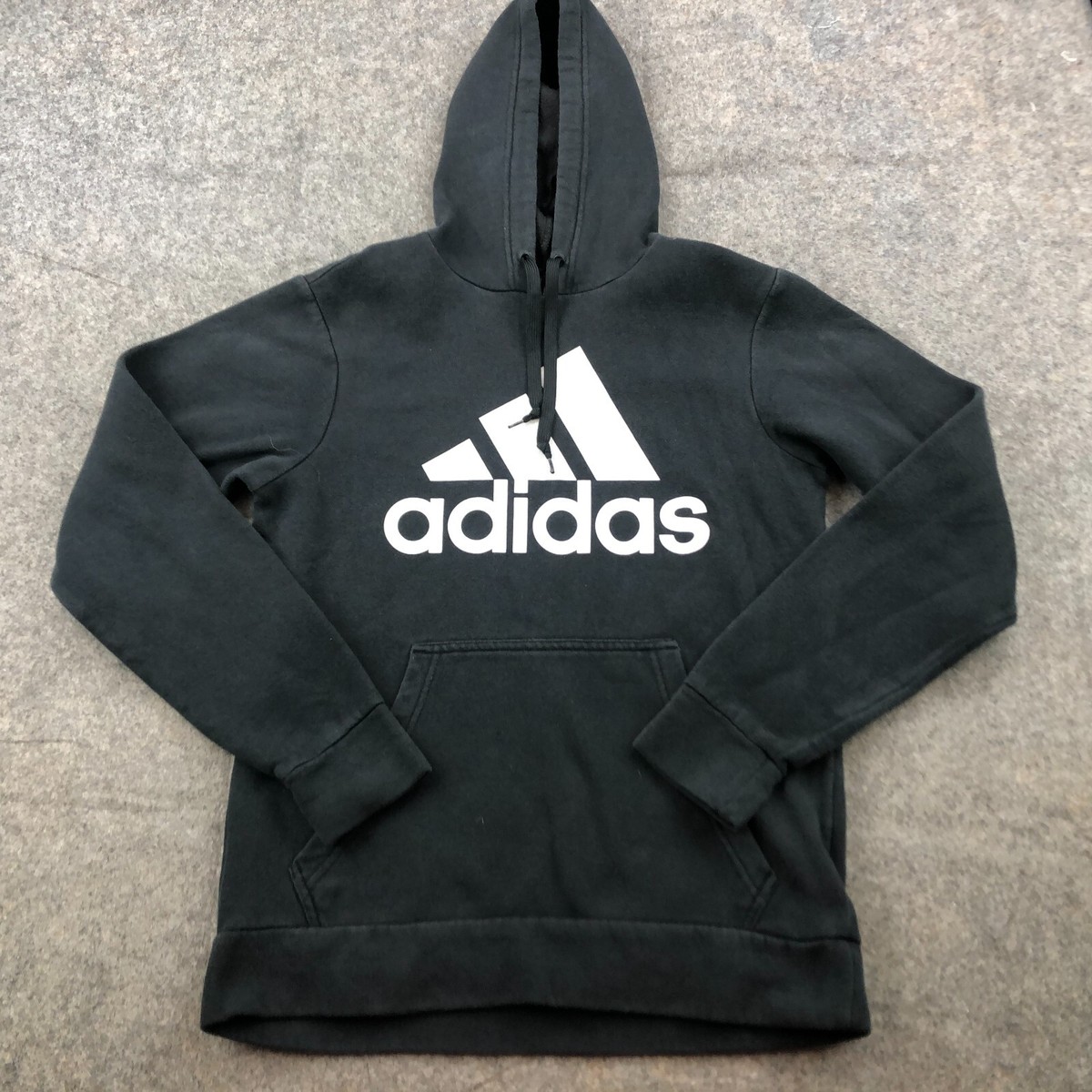 Adidas Hoodie Men Small Black Graphic Pullover Casual Gym Sweatshirt Spell  Out*