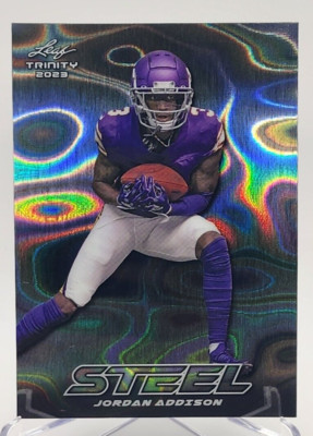 2023 Leaf Trinity #S-51 Jordan Addison Steel Lava Minnesota Vikings!