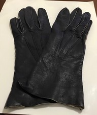VTG Ladies Black Kid "Maxmayer" Leather Gloves..Size 6-3/4..American Made