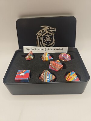 D20 Collective Synthetic Stone Rainbow Color Dice Set 
