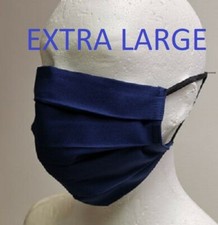 EXTRA LARGE NAVY cotton face mask beard friendly WITH FILTER POCKET  22 x 22 cm