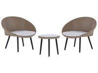 GartenmöBel Set NatüRlich Rattan FüR 2 Personen Mit Auflagen Hellbeige Ortigia
