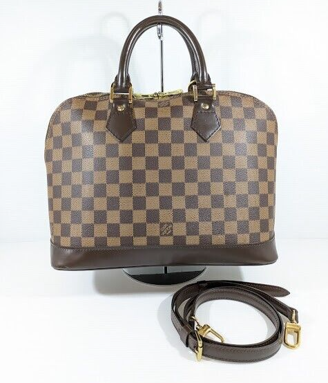 Louis Vuitton Alma Damier Ebene Handbag N51131 F10043 w/Dust Bag
