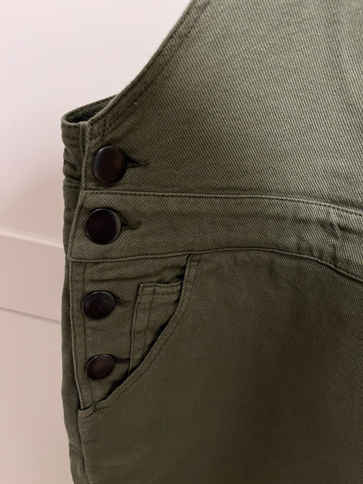 Baukjen Light Khaki Gail Dungarees - Size UK18 - Organic Stretch Denim RRP £149 image 2