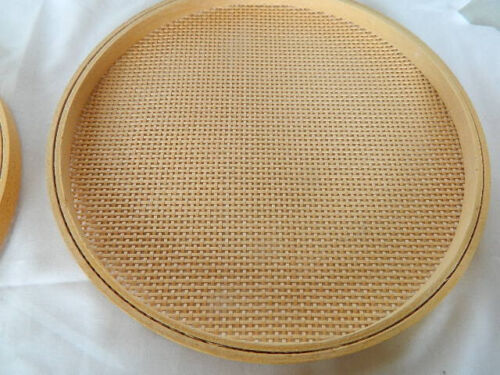 2 Wood Rattan cane wicker insert panel embroidery hoops 10 1/2" - Picture 6 of 9