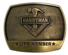 Handyman Club of America Life Member Vintage 1996 Solid Brass Belt Buckle