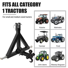 3 Point 2" Receiver Trailer Hitch Category 1 Tractor Tow Drawbar Heavy Duty