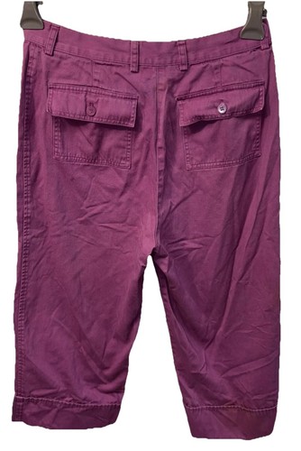 Casual Corner Vintage Pants Purple Cotton Women 12 Crop Zip Button Pockets - Picture 6 of 10