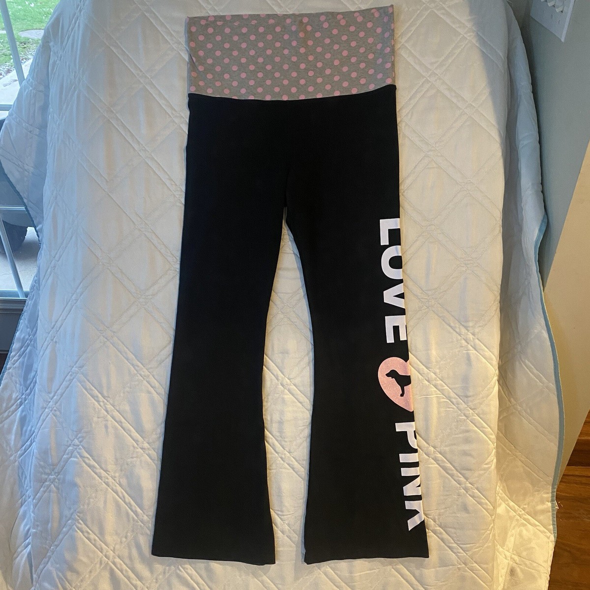 Vintage Victorias Secret PINK Polka Dot Fold over Yoga Pants