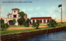 New Smyrna Beach Florida Smyrna Yacht Club Indian River Vintage Postcard   30090