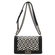 Chanel Boy Matelasse Leather Chain Bag Women Black One Size