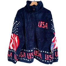 Vintage Black Mountain Outdoor Gear USA Fleece Jacket Navy 2XL Made in USA NEW