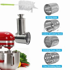 Metal Prep Slicer&Shredder Stand Mixer Attachment for KitchenAid  &4Blades+Brush
