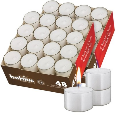 Tea Light Candles in Clear Cups - 2 Packs = Total 96 Candles - 8 Hours - Prem...