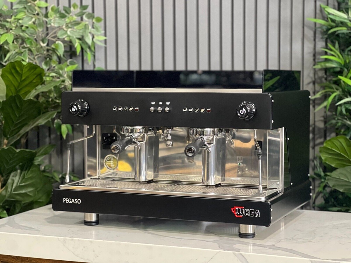 WEGA PEGASO EVD 2 GROUP ESPRESSO COFFEE MACHINE BLACK COMMERCIAL 