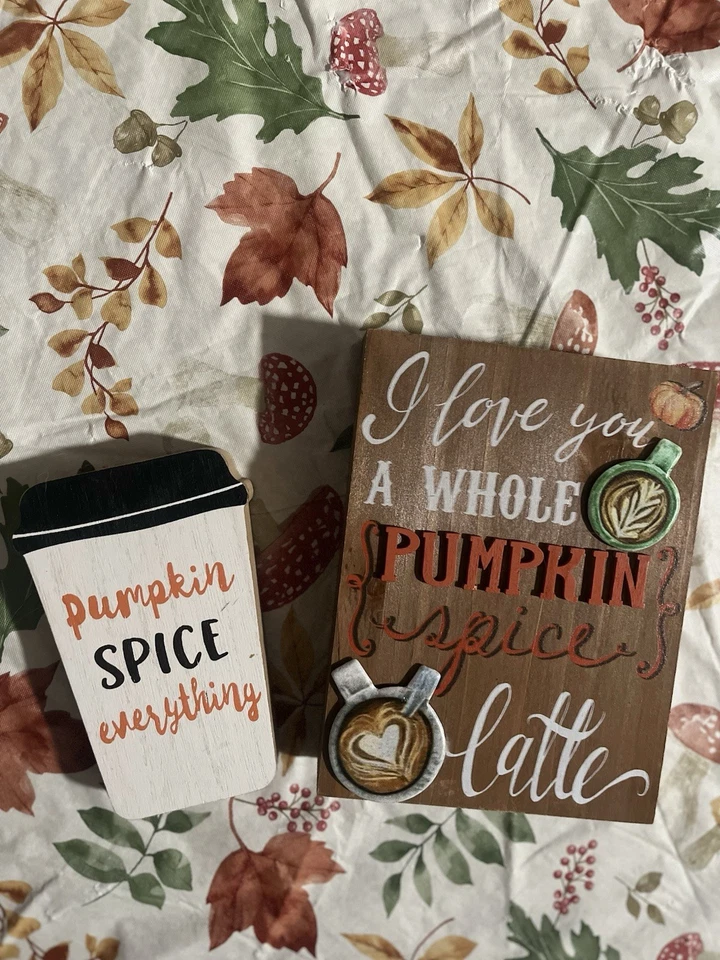 Pumpkin Spice Latte Fall Decor Sign Set Hobby Lobby & Michael’s Autumn Rustic - Image 2 of 4