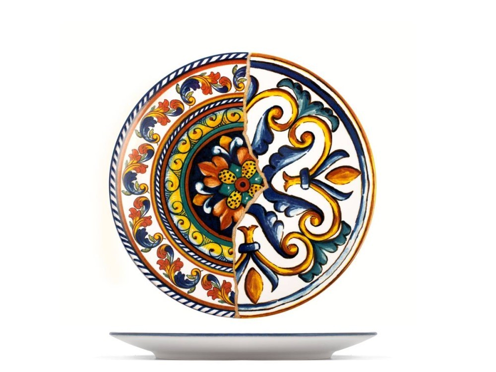 H&h Positano Fruit Plates Set of 6, Stoneware, Decorated, 20 cm