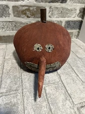 Honey & Me Halloween Primitive Style Pumpkin Head Long Wood Stem Whimsical