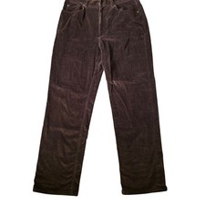 Evan-Picone Womens Brown Corduroy Straight Leg Stretch Pants Size 12