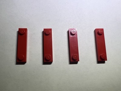 Lego Lot Of 4 1x4 Bright Red Plate Tile With 2 Knobs New City