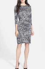 Adrianna Papell Animal Print Drape Sheath Dress Size 8