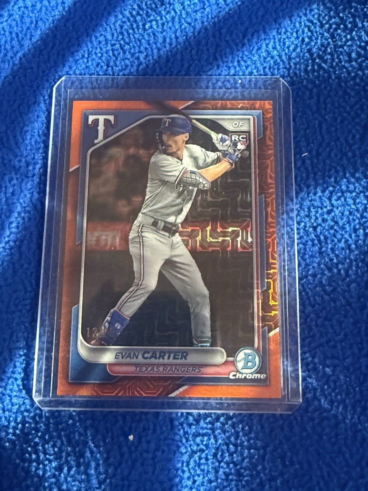 2024 Bowman Chrome Mega Box Evan Carter Orange Refractor 12/25 #65 RC