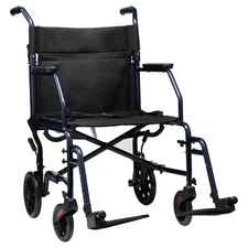 Equate Steel Folding Transport Wheelchair with 19" Seat, Black, 300 lb Weight Ca