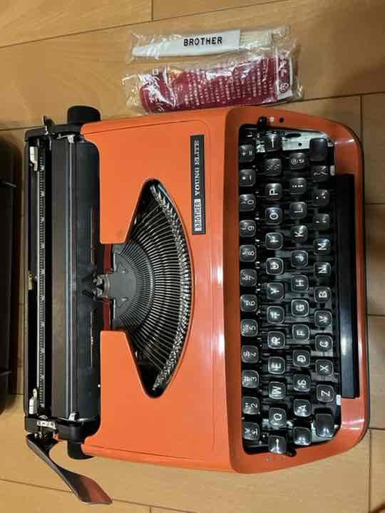 Brother Young Elite Typewriter Vintage Retro Antique Orange from