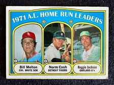 1972 Topps Card #90: AL Home Run Leaders- Reggie Jackson, Bill Melton, Norm Cash