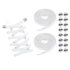 3Pairs No Tie Shoe Laces, Elastic Tieless Shoelaces with End Clips, White