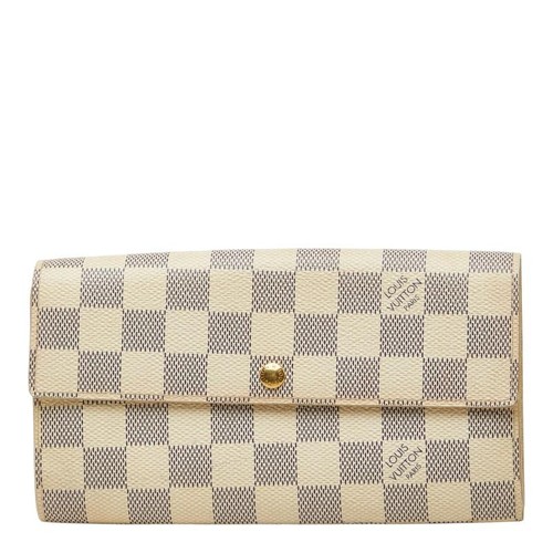 Louis Vuitton Portefeuille Sarah Long Wallet White PVC Women's From Japan