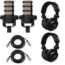 Rode PodMic Dynamic Podcasting Microphone with Headphones and Cables, 2-Pack